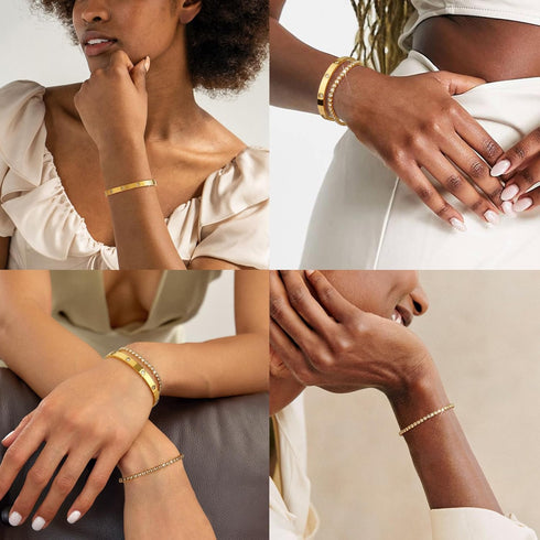 doubgood Gold Bracelets for Women Gold Bangles for Women Tennis Bracelets Bangle Bracelets Gold Bracelet Stack 14K Gold Plated Jewelry Mother's Da...