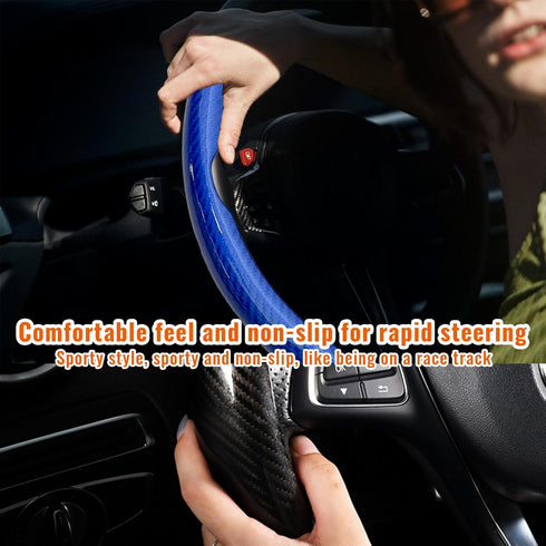 Steering Wheel Cover, Car Carbon Fiber Steering Wheel Cover, Anti-Slip Car Wheel Cover Protector for Man and Women, Auto Interior Accessories Univ...