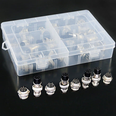 Hilitchi 32-Pieces 6 7 8 9 10 Pin 16mm Thread Male Female Panel Metal Aviation Wire Connector Plug Assortment Kit...