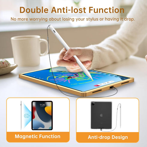 Stylus Pen for iPad with Anti-Loss Lanyards, MEKO 13 Mins Fast Charging&Palm Rejection Active Apple Pencil iPad Pen Compatible W/iPad 6/7/8/9/10,i...