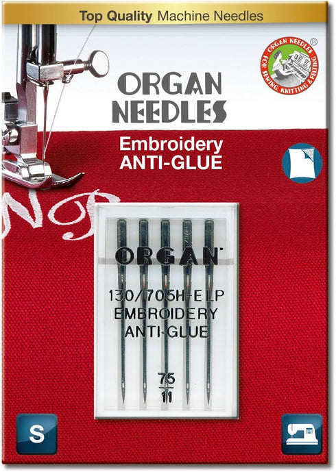 Organ Needles 4964832910738 Anti-Glue Embroidery Needles #75/11 Anti-Glue Embroidery X 5 Needles...