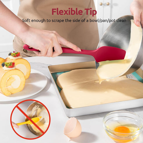 U-Taste Silicone Spoon Spatula Set: 480ºF Heat Resistant Food Grade Flexible Rubber Spoonula, Nonstick Cooking Mixing Scooping Kitchen Baking Scra...