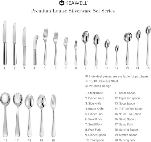 KEAWELL Premium 9.45" Louise Salad Servers, 18/10 Stainless Steel, Exceptional mirror finish, Dishwasher Safe (Salad Servers)...