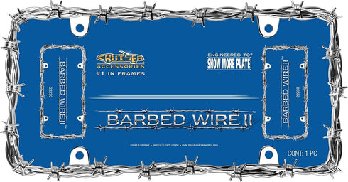 Cruiser Accessories 22230 Barbed Wire II License Plate Frame, Chrome, 1 Frame...