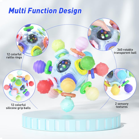 Baby Teething Toys for 0 3 6 9 12 Month Boys Girls, Newborn Infant Toys Rattle Baby Teether Chew Sensory Montessori Toys, Baby Shower Gifts for 1 ...