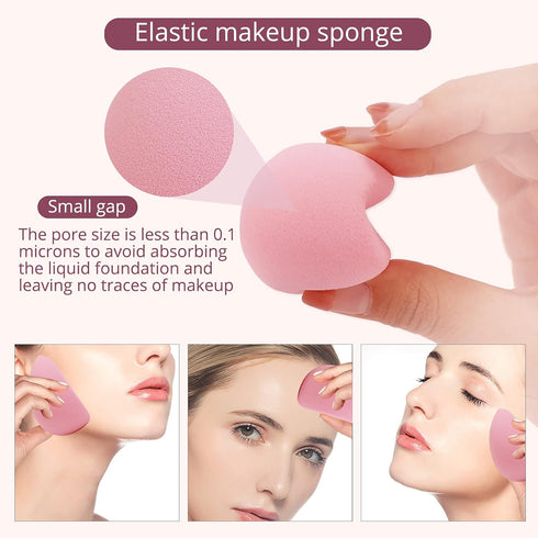 BEAKEY Flat Duo Makeup Sponge of 6, Super Soft 0 Latex Blending Sponge for Flawless Application - Liquid, Cream, Powder, Patented Design,Pink...