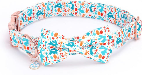 Dog Collar with Bowtie, Adjustable Dog Collars, Pet Collar with Metal Buckle and Cute Charms, Personalized Dog Collars for Medium Dogs (M?13-20"?,...