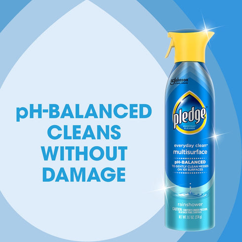 Pledge Everyday Clean Multi Surface Cleaner Spray, pH Balanced to Clean 101 Surfaces, Rainshower Scent, 9.7 oz (Pack of 3)...