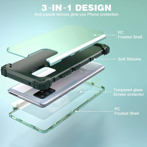 IDweel for Galaxy A71 5G Case with Tempered Glass Screen Protector, Hybrid 3 in 1 Shockproof Slim Heavy Duty Protection Hard PC Cover Soft Silicon...