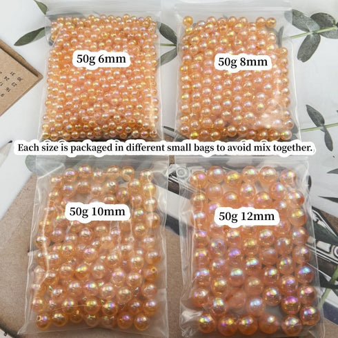 200g Acrylic Round Beads 6mm 8mm 10mm 12mm AB Colors Craft Beads Round Spacer Beads with Holes for Earring Bracelet Necklace Key Chains Jewelry Ma...