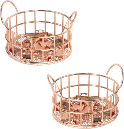 Rose Gold Binder Clip Holder, Mesh Desk Accessories, Desk top Metal Dispenser Organizer Desk Drawer Organizer, Small Office Supplies for School Of...