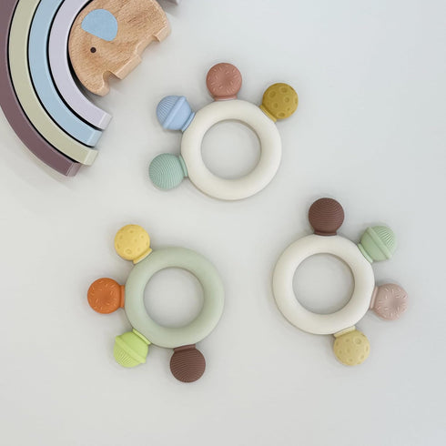 Baby Teething Toys for 0-6 Months, BPA Free Silicone Teethers 6 to 12 Months, Dessert Ring Soothing Sore Gums, Baby Chew Toys, 2 Pack...
