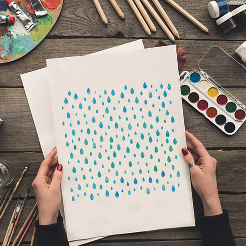 Raindrop Cloud Stencil Rain Drop Clouds Drawing Painting Stencils 11.8×11.8 Inch Reusable Weather Stencil for Wall Decoration Window Paper DIY Art...