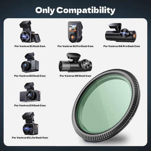 CPL Filter Circular Polarizing Filter?Lens Protection for Vantrue E1, E2, E3, E1 Lite, S1 Pro, N4 Pro,N5 Dash Cam...