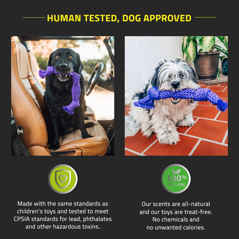 Playology Silver Dri-Tech Dental Rope Dog Toy for Large Senior Dogs (35lbs and Up) - Engaging All-Natural Pork Sausage Scented Dog Chew Toy - Non-...