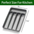 Silverware Organizer Utenisl Organizer Holder Kitchen Drawer Organizer Plastic Silverware Tray for Drawer Flatware Organizer 5 Compartment Black...