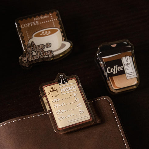 Doraking 2PCS Latte Coffee Acrylic Paper Photo Clip Holder, Chip Bag Binder Sealing Clips for Food Packages, Office Supply...
