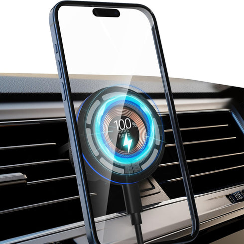 Magnetic Wireless Car Charger, Minthouz 15W Magsafe Car Mount Charger Fast Charging for iPhone 15/14/13/12 Series and Other Qi-Certified Phones wi...