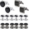 16 Pcs Cufflinks and Studs Set for Men Classic Tuxedo Shirt Cufflinks & Shirt Accessories Black&Silver Match for Business Wedding Formal Suit...