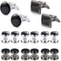 16 Pcs Cufflinks and Studs Set for Men Classic Tuxedo Shirt Cufflinks & Shirt Accessories Black&Silver Match for Business Wedding Formal Suit...
