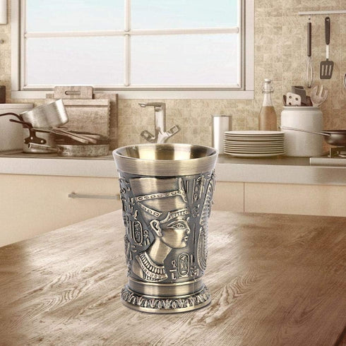 Metal Shot Glasses Vintage Wine Cup with Green Bronze Body Zinc alloy Insert for Home Ornaments KTV Wine Set...