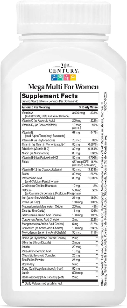 21st Century Mega Multi for Women Tablets, 90-Count (22659)...