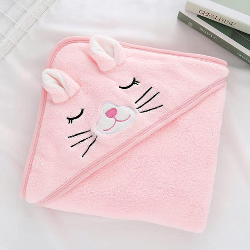 Hooded Baby Bath Towel-Ultra Soft, Absorbent and Hypoallergenic-Baby Bath Towels for Newborn Boy and Girl(Pink Cat, 31.5" x 31.5")...