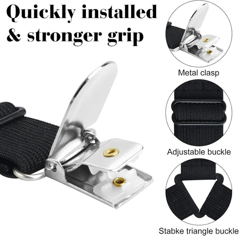 Morcheiong Bed Sheet Fasteners Straps - 4 Pack Adjustable Bed Sheet Holder Strap for Bedding Stays Bedsheet Tie Downs - Black...