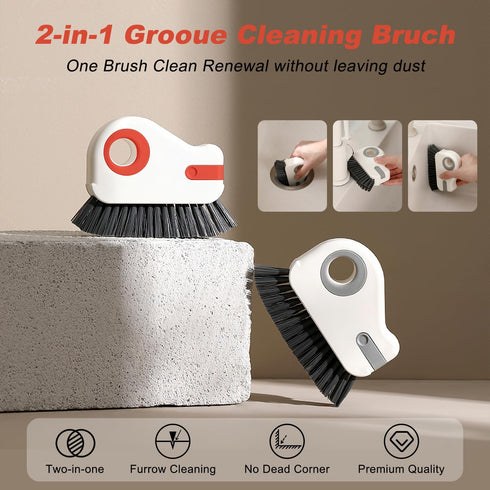 2PCS 2 in 1 Groove Cleaning Brush Window Track Cleaning Tool, Gap Cleaning Brush, Multi-Function Grout Cleaning Tool Grip Brush Bristle Gap Cleani...