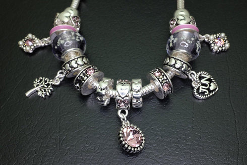 Falari Birthstone Bracelet Multi-Color Charm Beads Silvertone...