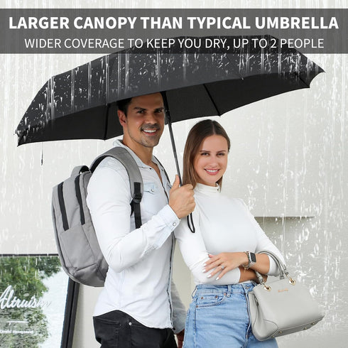 Anntrue Windproof Travel Umbrella, Auto Open Close Lightweight Compact Portable Backpack Folding Umbrella, Perfect for Car, Purse, Men and Women (...