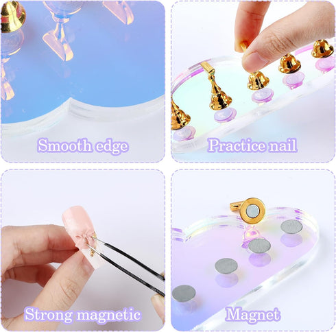 Prasacco Nail Stand for Painting Nails, Acrylic Nail Stand for Press On Cloud -shaped Nail Holder for Painting Magnetic Nail Display Stand with 20...