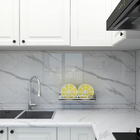 Marble Wallpaper White Granite Contact Paper Peel and Stick Self Adhesive Removable Wallpaper, White Grey Glossy Marble Wall Paper for Kitchen Cou...