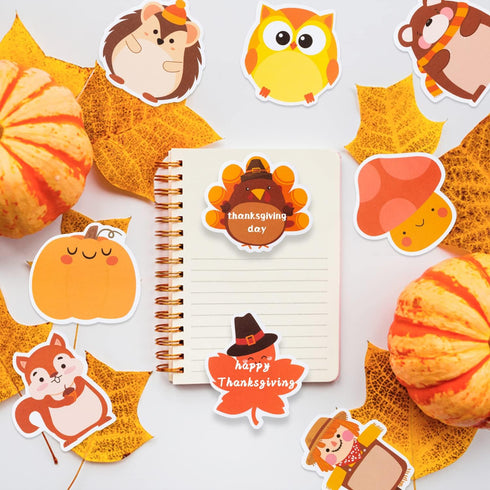 30 Pack Turkey Pumpkin Sticky Notes, Total 600 Sheets, Cute Thanksgiving Fall Animal Fox Bear Hedgehog Harvest Self Sticky Memo Pads for Office Sc...