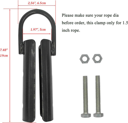 1.5in Climbing Rope Clamp?1 1/2 Rope Climb Workout Rig Attachment Hook for 1.5" Rope Clasp Garage Gym Fitness Equipment with Carabiner Eyehook Str...