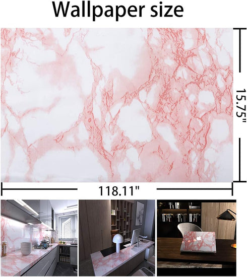 Marble Paper Granite Pink/White Roll Peel and Stick Wallpaper for Table Kitchen Countertop Cabinet Shelf Drawer Self Adhesive Vinyl Counter Top Co...
