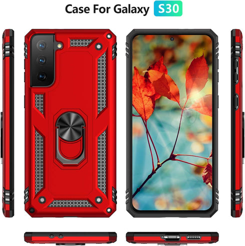 for Samsung Galaxy S21 Plus 5G Case with HD Screen Protectors, Androgate Military-Grade Metal Ring Holder Kickstand 15ft Drop Tested Shockproof Co...