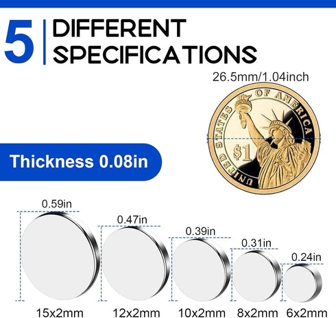 Strong Small Magnets, 120Pcs Tiny Rare Earth Magnets, 5 Assorted Sizes Strong Neodymium Refrigerator Magnets?Premium Disc Office Magnets for White...