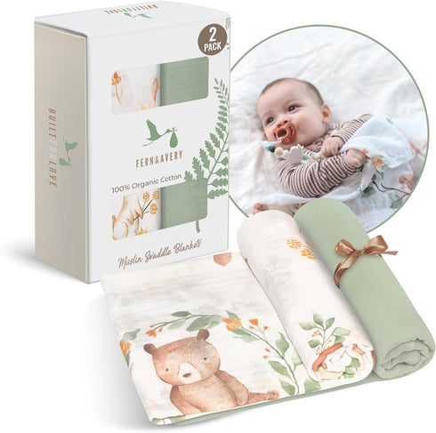 Fern & Avery Baby Swaddle Blankets - Receiving Blanket for Boys & Girls - Lightweight Breathable Organic Cotton - Gender Neutral Swaddle Blankets ...