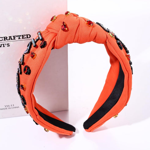 CEALXHENY Halloween Headbands for Women Halloween Accessories Outfits Beaded Boo Pumpkin Ghost Headband Rhinestone Knotted Headbands...