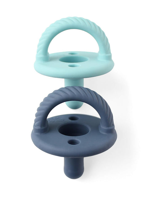 Itzy Ritzy Silicone Pacifiers for Newborn - Itzy Soother Pacifiers Feature Collapsible Handle & Two Air Holes for Added Safety; For Ages Newborn a...