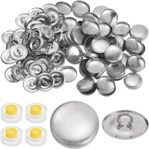 HARFINGTON 300 Sets Self Cover Button Kit 30L 0.75" 19mm with Wire Backs Aluminum Buttons to Cover Fabric Button Maker Covered Buttons Kit with 4 ...