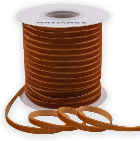 Ginger Velvet Ribbon 1/4 Inch X 50 Yards for Gift Wrapping, Hair Bows, Choker, Wedding Decorations...