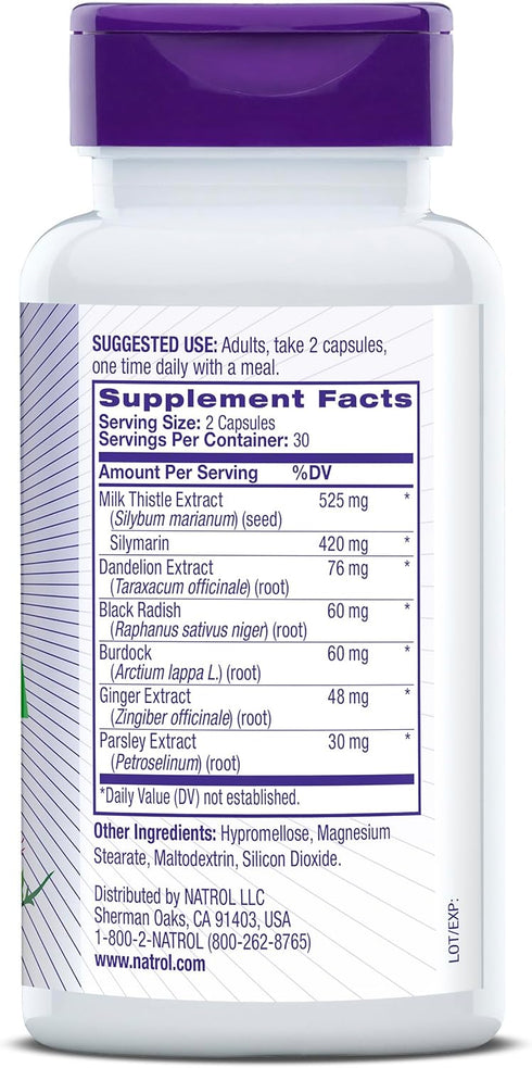 Natrol Milk Thistle 525 mg per serving, Dietary Supplement for Digestive Health, Milk Thistle Supplement, 60 Capsules, 30 Day Supply...