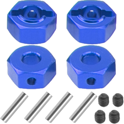 Metal 12mm Wheel Hex Hub Drive Adapters with Pins Screws Compatible with 1/10 Arrma Senton Granite Typhon Vorteks 3S Big Rock RC Car (Blue)...