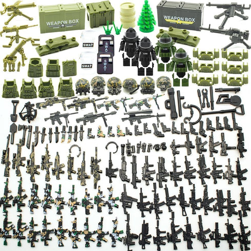 200+ Pcs Military Weapon Pack Accessories Kits Toys, Swat Team Building Block Toys, Military Soldier Style Weapon Sets, Army Equipment Gear Sets, ...