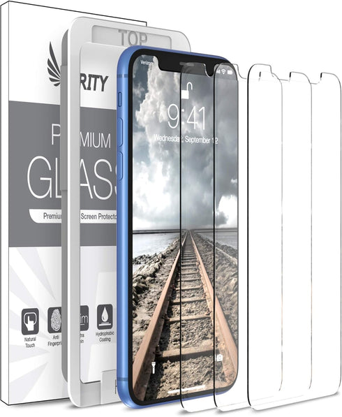 Screen Protector for Apple iPhone 11 and iPhone XR - 3 Pack (w/Installation Frame) Tempered Glass Screen Protector Compatible iPhone 11 / iPhone X...