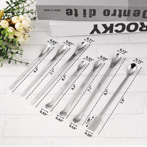 17 Pack Lab Spatula - Micro Lab Spoon/Scoop with Nickel Stainless Steel- Laboratory Mixing Spatula Sampling Spoon for Powders Gel Cap Filler, Caps...