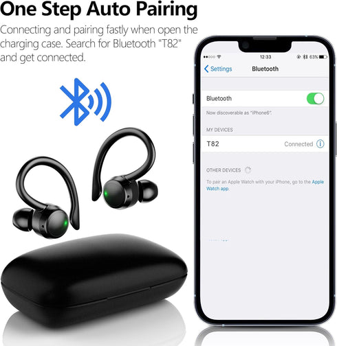 Wireless Earbuds Bluetooth Headphones 80hr Playtime in-Ear Earphones Stereo Sound Ear Buds LED Display Built-in Microphone with Charging Case Head...