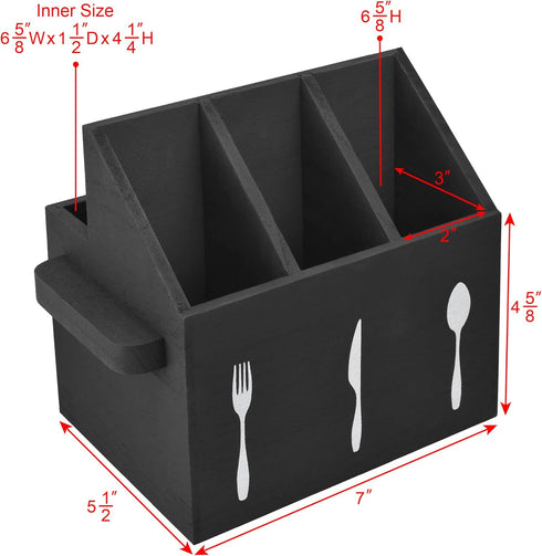 Ikee Design Wooden Utensil Caddy with Handles, Silverware Caddy, Silverware Holder for Countertop,Party,Camping and Kitchen, Silverware Organizer,...